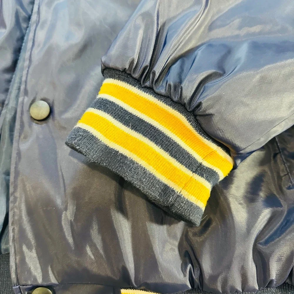 Vintage Steve Barrys Michigan Wolverines Satin Bomber Varsity Jacket Mens XL Y2K